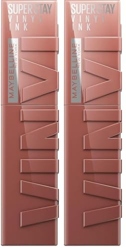 Maybelline New York Lip Colour, Smudge-free, Long Lasting up to 16h, Liquid Lipstick, Shine Finish, SuperStay Vinyl Ink, 120 Punchy (Pack of 2)