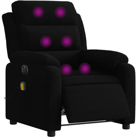 vidaXL Elektrisk massagefåtölj svart sammet, massagerande fåtölj, massage fåtölj, lutande fåtölj, massagefåtöljer, massagerande fåtöljer