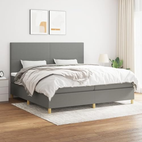 CKioict Palettenbett Modernes Bettgestell Jugendbett Boxspringbett mit Matratze Dunkelgrau 200x200 cm StoffGeeignet für Arbeitszimmer, Wohnzimmer, Hotel