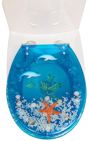 0XBIT WC Sitz, Toilettendeckel mit Absenkautomatik, Schnellverschluss für leichte Reinigung, Transparent Toilettensitz mit Edelstahl Befestigung, einfache Installation