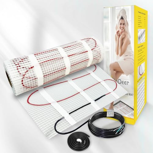 YeloDeer 3m² Electric Underfloor Heating Mat Kit, 230V, 200W/m² | Heated Floor Mat with 2m Flexible Conduit, Radiant Floor Heating System for Bathroom, Tile, Ceramic, Porcelain & Stone Floors