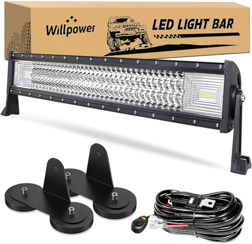 Willpower Led Arbeitsscheinwerfer Bar gerade, 32 Zoll 405W Led Balken 12v Mit Magnethalterung und Kabelbaum Wasserdicht led lightbar Auto led lichtbalken 12v led Scheinwerfer für SUV Offroad ATV 4x4