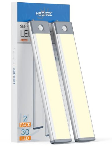 Schrankbeleuchtung LED Bewegungsmelder, 30 LED Sensor Warmes Licht Kleiderschrank Lampen Unterbauleiste Beleuchtung Küchenleuchte, Led Leiste USB Schranklicht Stick-On Magnetstreifen(2 Stück)