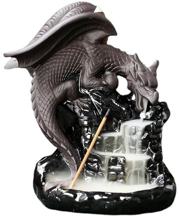 Drachen-Räucherstäbchenhalter, Wasserfall, 20 Räucherkegel im Lieferumfang enthalten – Meditations-Aromatherapie-Diffusor, Drachen-Heimdekoration für Yoga-Raum, Tempel