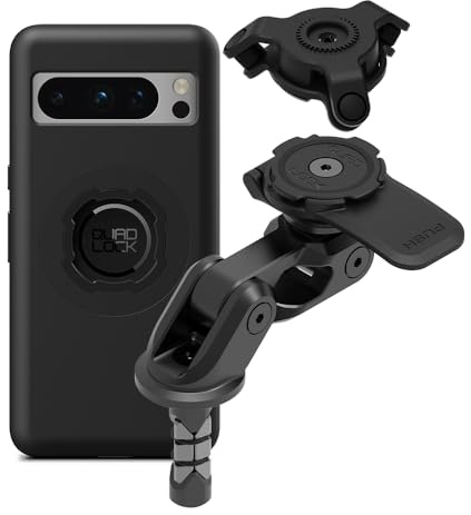 QUAD LOCK Gabelschaft-Handyhalterung für Motorrad PRO mit Vibrationsdämpfer und MAG-Hülle für Pixel 8 Pro