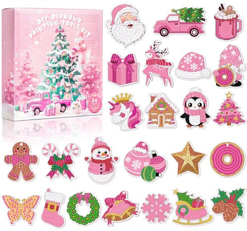 MJARTORIA Diamond Painting Adventskalender 2026 Erwachsene Kinder, DIY Weihnachten Diamond Painting Anhänger Diamant Malerei Schlüsselanhänger, 24 Tage Überraschung Weihnachtsgeschenke