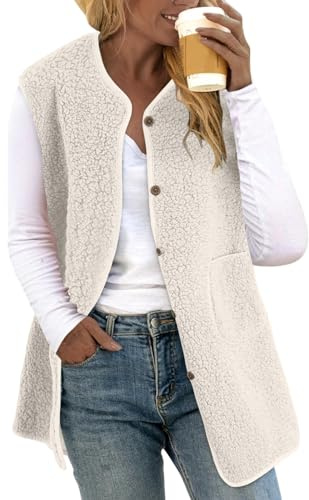 Fleeceweste Damen Mode Elegant Vintage Fellweste Teddyfleece Ärmellose Plüsch Casual Teddywesten Teddy Weste Dünn Einfarbig Warm Steppweste Fleeceweste Freizeit Fleecejacke