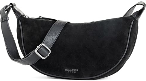 Berliner Bags Borsa Mezzaluna Donna in Vera Pelle a Tracolla Luna | Spalla, Fodera in Cotone, Cerniera Resistente e Regolabile, Capiente ed Elegante, per Viaggio, con Tasca Interna