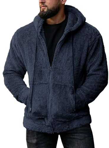 Sweat à capuche zippé moelleux pour homme – Veste polaire à fermeture éclair intégrale légère pour homme | Veste d'hiver chaude en polaire douce pour homme | Veste d'hiver chaude en polaire pour