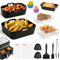 Heißluftfritteuse Zubehör für Tefal EY9018 Dual Easy Fry 5,2/3,1 L, 115 Stück, Grillrost, Grillrost, Kuchenformen, Backpapier, Airfryer Silikonform für Tower T17099/Salter EK5729