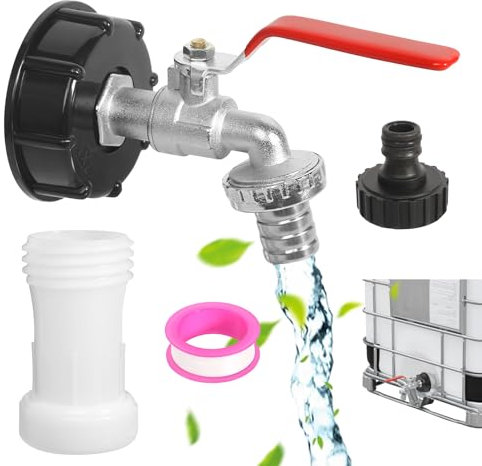 IBC Adattatore Rubinetto di Scarico 3/4 per Serbatoio 1000 L - S60x6 per Cisterna e Serbatoi di Pioggia Giardino