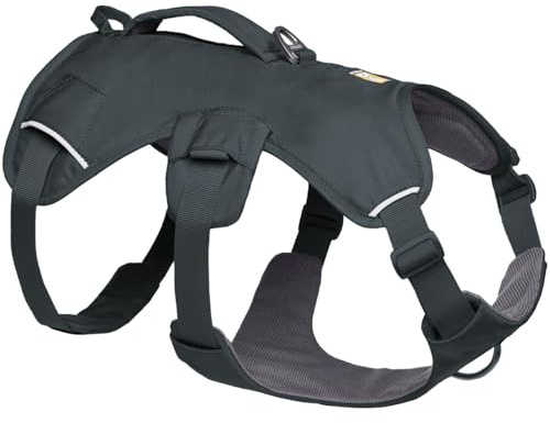 Ruffwear Web Master Hundegeschirr, Y-Front-Hundegeschirr mit Griff und verbesserter Schnalle, verstellbar und leicht für Spaziergänge und Wanderungen, fluchtsicher, kein Ziehen, Basalt Gray, XS | Drei-Riemen-Stil verhindert das Herausziehen, seitliche Halsschnalle, Griff zum Anheben und Unterstützen