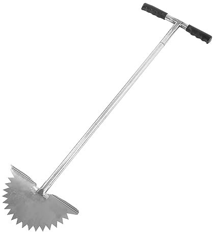 Locadence Tondeuse à Gazon Manuelle Demi Lune en Acier Inoxydable avec Lame en Dents de Scie pour Nettoyer Les Bords Le Long des Trottoirs