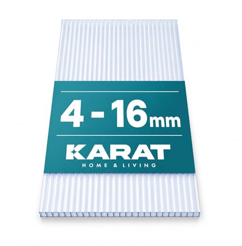 KARAT Gewächshaus Stegplatten mit hoher Formbarkeit - 60,5 x 121 cm - Hohlkammerplatten Doppelstegplatten aus Polycarbonat (Stärke: 16 mm, Transparent)