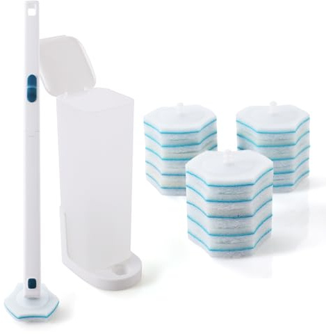 CLEANHOME Disposable Toilet Brush with 15 Refills,Lasting Hygiene
