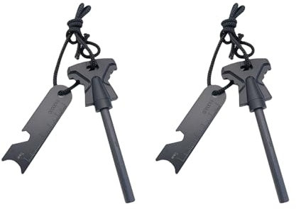 Feuerstarter Set mit Magnesium Feuerstahl, Schaber, Paracord, Maßstab & Flaschenöffner – Wasserdichtes Survival Feuerstahl für Camping, Wandern, Notfall & Bushcraft