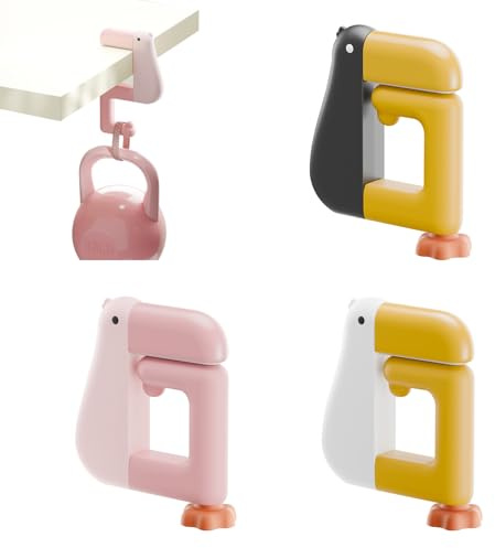 KASESSS 3 Stück Taschenhalter für Tisch, Handtaschenhalter Haken, Handtaschenhalter für Tisch, Taschenhaken Cartoon Ente Muster, Taschenhaken für Tisch Tragbare für Schreibtisch Büro Restaurant Bar