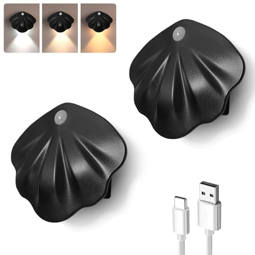 AetherGiow Rechargeable LED Motion Sensor Light, Indoor Wall Mounted Sensing Night Light, No Wiring, Adjustable 3CCT, Dimmable, 1200mAh, Bedroom, Children's Room, Staircase,Kitchen, 2 Packs