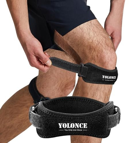 Tpubmity 2 Pezzi Fascia per Tendine Rotuleo Regolabile,Fascia Ginocchio,Cinturino Sottorotuleo Supporto,Ginocchiera Rotulea Ortopedica, Tutore Ginocchio Rotula,Adatto a Corsa, Tennis, Jogging, Basket