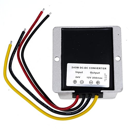 A-DIGISHUO Convertitore step-down DC da 24 V a 12 V, adattatore di alimentazione 12 V 5 A-30 A, adattatore di alimentazione per LED, auto, camion, veicoli, barche, sistemi solari ecc. (accetta