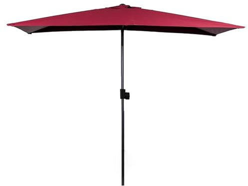 2.7 x 1.5m Rechteckig Sonnenschirm Terrassen-Halbschirm, Anhebbare Balkonschirm, für den Außenbereich für Balkon, Tisch, Deck, Garten(Red)
