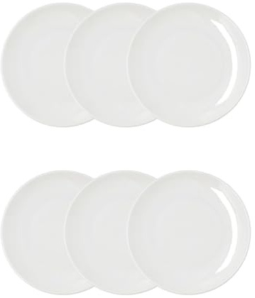 Bidasoa Set de 6 platos Harmony Hydrozero de porcelana 25 cm | Blanco, Porcelana, formato redondo, acabado brillo, 25 cm, 6 piezas, apilable, apto para microondas, apto para frigorífico