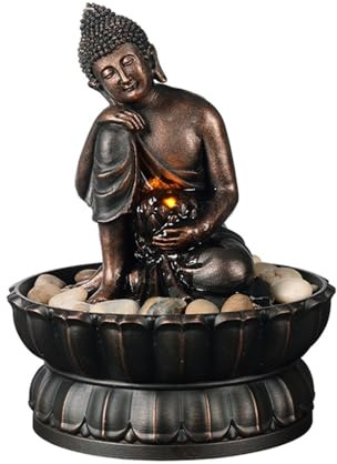 XUJUAN-0227 Fuente de Mesa Fuente de Escritorio de Buda, Fuente pequeña, Adornos de Resina, decoración Sencilla for el hogar, meditación de Serenidad Zen Decoración de Regalo