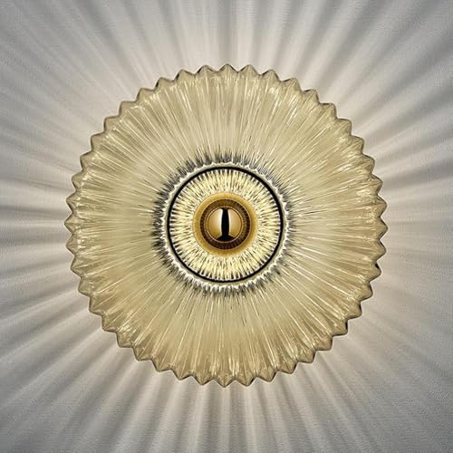 AoLa Glas Wandleuchte Innen Runde Kristall Wandlampe Vintage E27 Kreativ Wohnzimmerlampe Nordic Stilvolle Beleuchtung Dekorativ Wandbeleuchtung Nachttischlampe für Schlafzimmer Treppenhaus