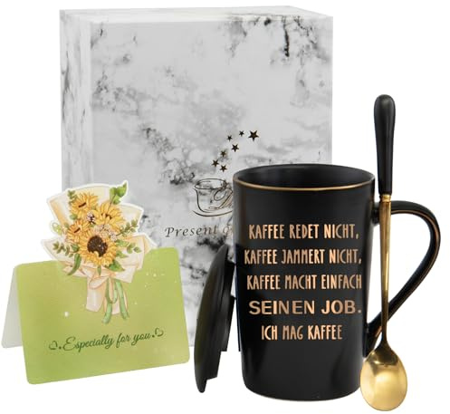 Kaffeetasse Lustig, Lustig Kaffee Tassen Geschenk für Arbeitskollege Chef, 400ml schwarz