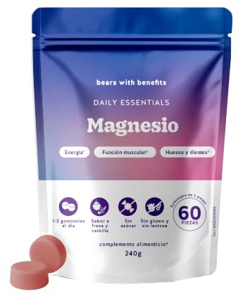 Bears with Benefits - Gummibärchen Magnesium 360mg - Wohlbefinden -60 Stück | Daily Essentials - Magnesium - Vorrat für 2 Monate - Zuckerfrei, Vegan