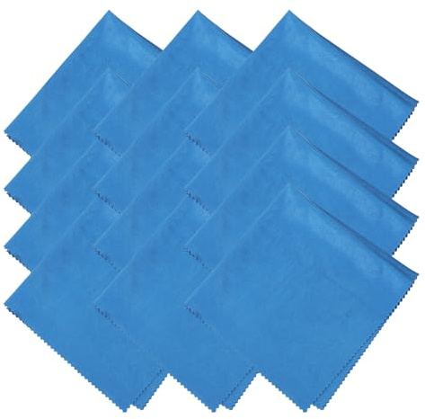 sourcing map 12 Pcs Microfiber Cleaning Cloth for Glasses, 11.8 x 11.8 Inch Eyeglass Cleaning Cloth, Glasses Cleaner Wipes for Electronics Lenses Screens Cameras Cell Phones, Sapphire Blue