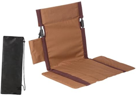 Harilla Respaldo Acolchado para Camping Y Actividades Al Aire Libre con Bolsa de Transporte, Cojín de Silla Plegable para Conciertos Y Trekking, MarrÓn