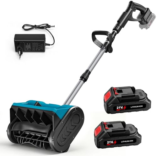 Akku Schneefräse, Handgeführte Schneefräse mit 1000W Bürstenloser Motor mit 2×2,0 Ah Batterie und Ladegerät, 30 cm Räumbreite, 20 cm Räumhöhe, bis zu 10 m Wurfweite, Einstellbare Auswurfrichtung