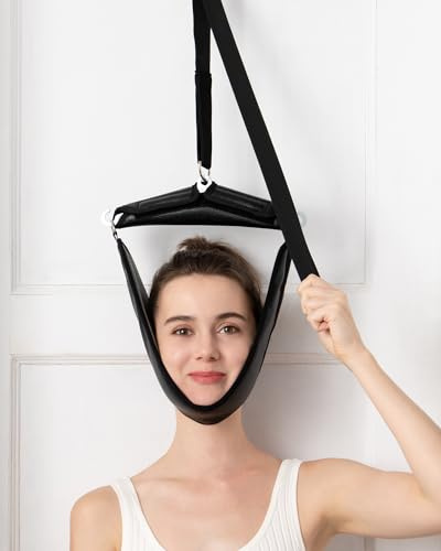 soulern Neck Stretcher Cervical Traction Device for Home Use - Over The Door Cervical Traction Device for Decompression Home Physical Therapy, Portable Neck Traction Device for Neck Pain (with Box)