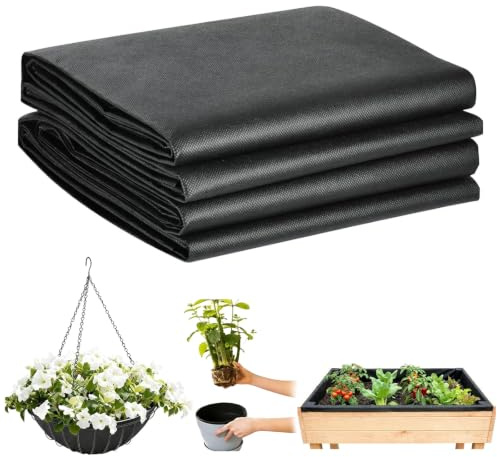 RONGJUKD 2-Pack 63x114 Non-Woven Raised Bed Liner, Black | Heavy-Duty Fabric, For Outdoor Vegetable Planters, For Large Troughs
