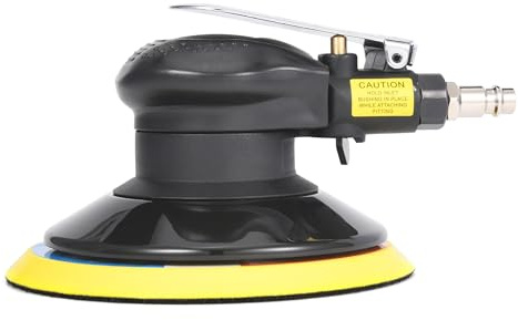 Professional Air Random Orbital Sander, 6-Inch Pneumatic Dual Action Palm Sander/Polisher, 10,000 RPM Variable Speed with Hook & Loop Pad for Auto Body, Woodworking & Metal (Black, 150mm)
