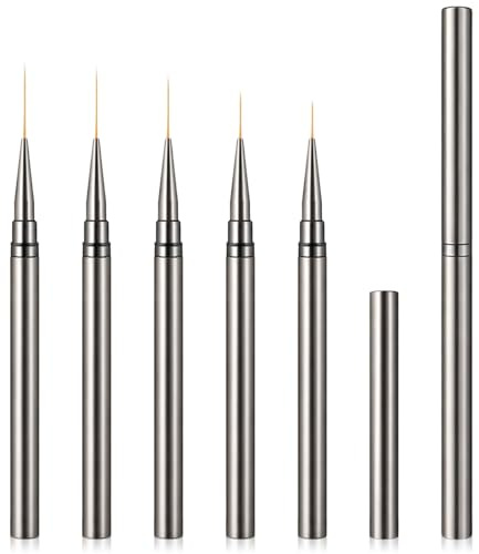 5 pinceles para delineador de uñas, pinceles de línea fina, pinceles de uñas finas para esmalte de uñas de gel, pinceles de pintura de detalles finos con asas de metal para salón, manicura