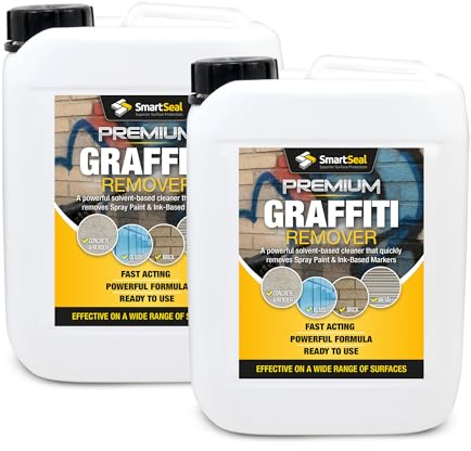SmartSeal Graffiti Remover - 2 x 5L - Powerful Graffiti Remover & Paint Stripper for Wood, Concrete, Brick, Metal & Plastic. Quickly Removes Spray Paint & Marker Pen Inks. Non-Caustic Formula