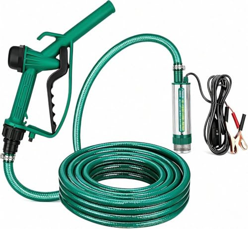 Bomba de trasvase diésel 12V, con Manguera de 5 m, caudal 30 LPM, Bomba de Aceite y Agua, Bomba de Combustible con Filtro de precisión antiobstrucción, para Transferencia de diésel, Queroseno y Agua