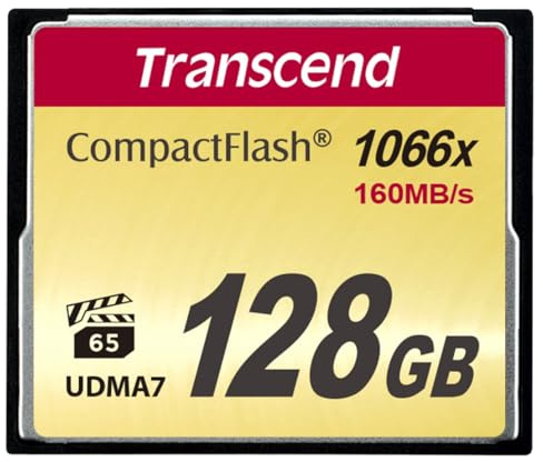 Transcend 128GB CompactFlash CF Memory Card, Up to 160MB/s, MLC, VPG-65 | Ultra DMA transfer mode 7 (UDMA 7), ECC Support for digital SLR