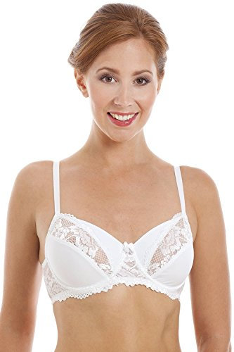 Camille Womens Ladies White Full Soft Cup Underwired Lace Bra 34C