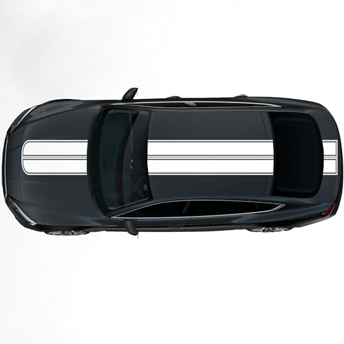 Kiwistar - Autoaufkleber Rallye Streifen - 33 x 400 cm - weiß glänzend - selbstklebend - Viperstreifen für Auto, Motorhaube, Karosserie - Tuning Aufkleber Racing Deko