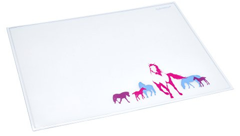 Läufer 43616 Durella Emotion Schreibtischunterlage Motiv Pferde, 40x53 cm, glasklar transparente Schreibunterlage mit Motiv Pferd