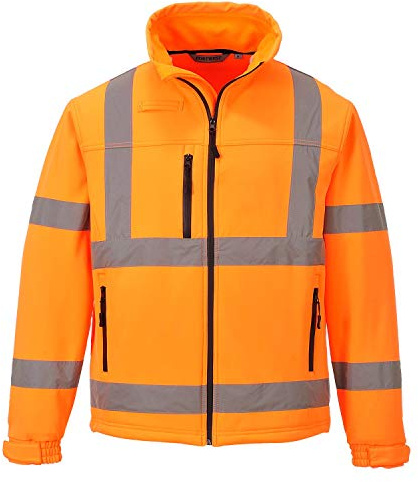 Portwest S424 Klassische Softshell-Jacke Brusttasche mit Reißverschluss | Orange, L, EN ISO 20471 Klasse 3, UPF 40+, Viele Taschen, 6% Elasthan, Sehr Komfortabel und Wasserabweisend, Klettverschluss