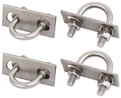 sourcing map 4 Stück Bügelschraube M6x16mm U Bolzen 304 Edelstahl U-Bügel mit Gewinde Bügelschelle U-Bohrer m Platte Hexon Nuss Reiniger für 16mm Bohrer