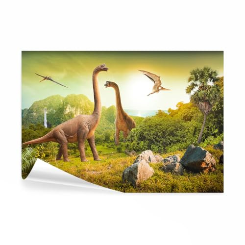 decomonkey Fototapete Kinderzimmer Dinosaurie Tiere 300x210 cm XL Design Tapete Fototapeten Vlies Tapeten Vliestapete Wandtapete moderne Wand Schlafzimmer Wohnzimmer Jurasic Park