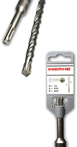WERHE Betonbohrer SDS PLUS 12x460mm – Hammerbohrer für Beton und Ziegel – 4-Schneiden