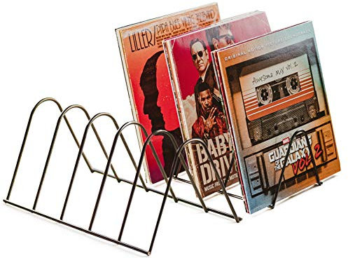 Schallplattenständer | Aufbewahrung für 75 LPs | Prospekthalter | Matt Schwarz Metall | Schallplatten Halter Ständer Zeitschriften Bücher | Schallplatten Deko Vinyl Regal