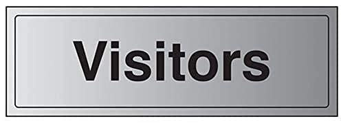 V Safety General Door-Visitors Sign - 300mm x 100mm - Self Adhesive Alu Effect