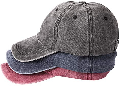 MEINICY 3 Packs de casquettes de baseball en coton lavé unies, casquettes de papa vintage ajustables en cadeau pour homme/femme, non structurées, Taille unique